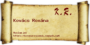 Kovács Roxána névjegykártya